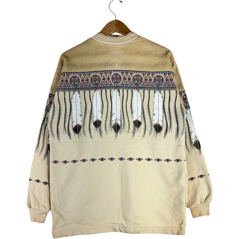 Vintage Native American Feather Pattern Button Up… - image 5